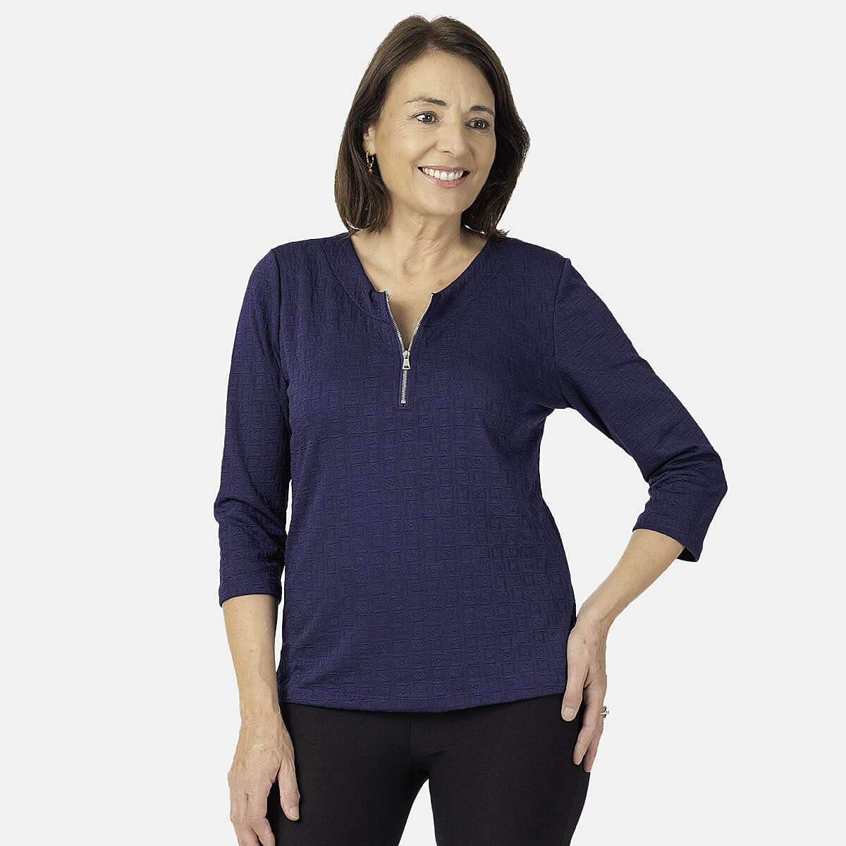 Auburn Polyester Knitted Blouse (Size 1x1 cm) - Navy