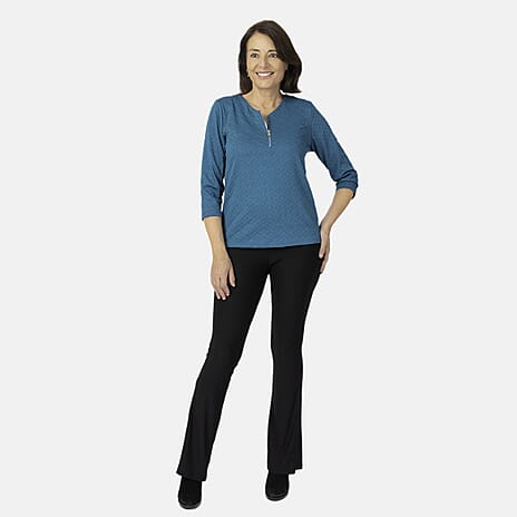 Auburn Solid Color Zip Blouse (Size 18 to 20) - Teal