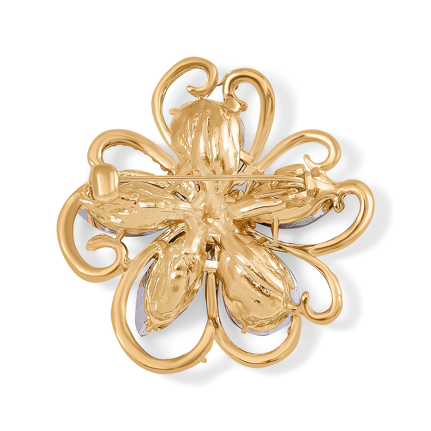 Burgundy Crystal  White Crystal Floral Brooch