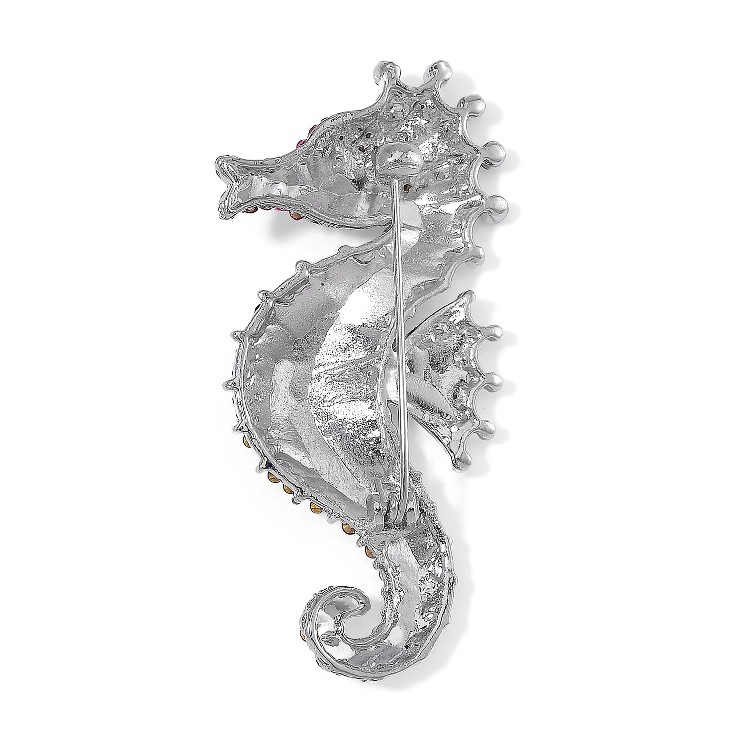 Multi Color Crystal Seahorse Brooch