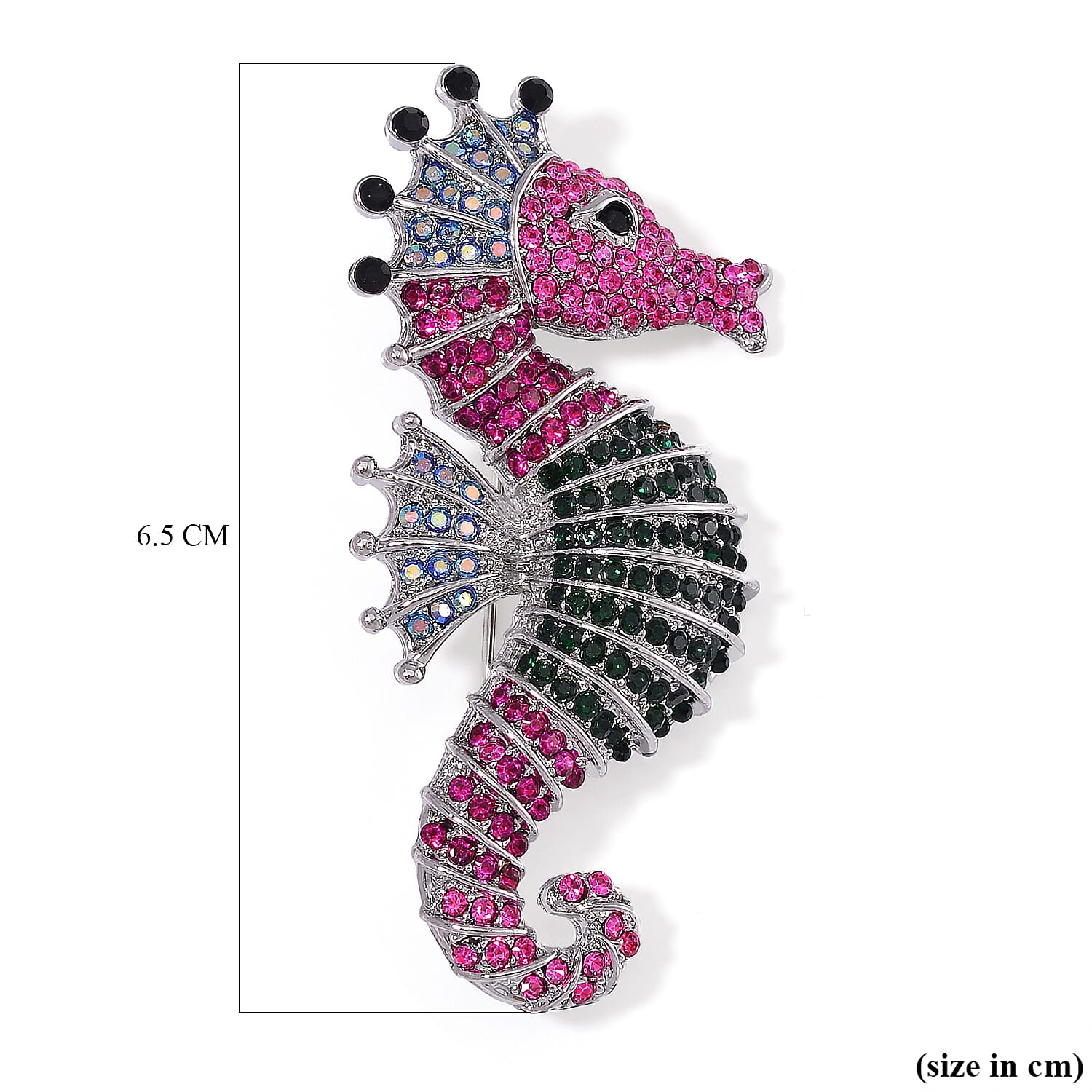 Multi Color Crystal Seahorse Brooch
