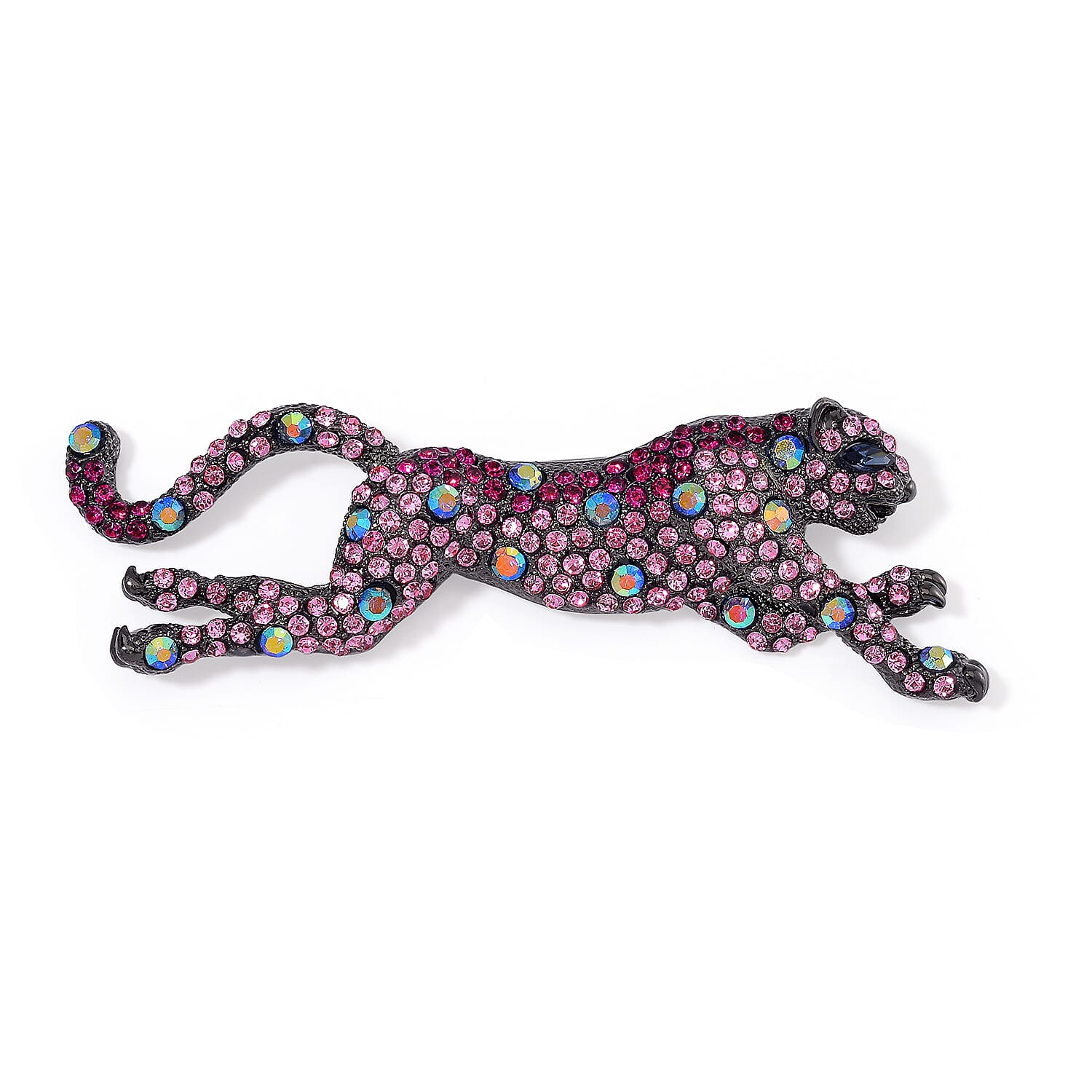 Multi Color Crystal Panther Brooch