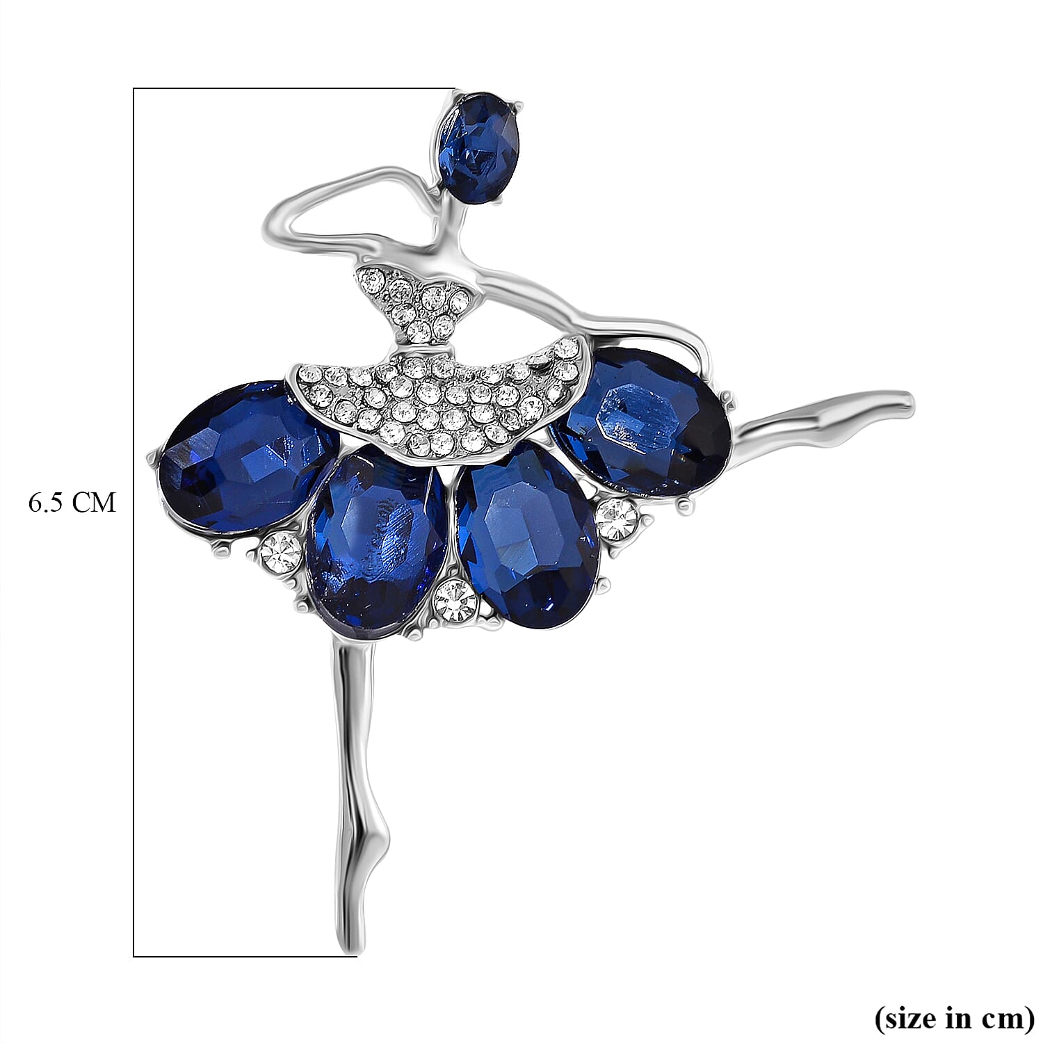 White & Blue Crystal Ballerina Brooch