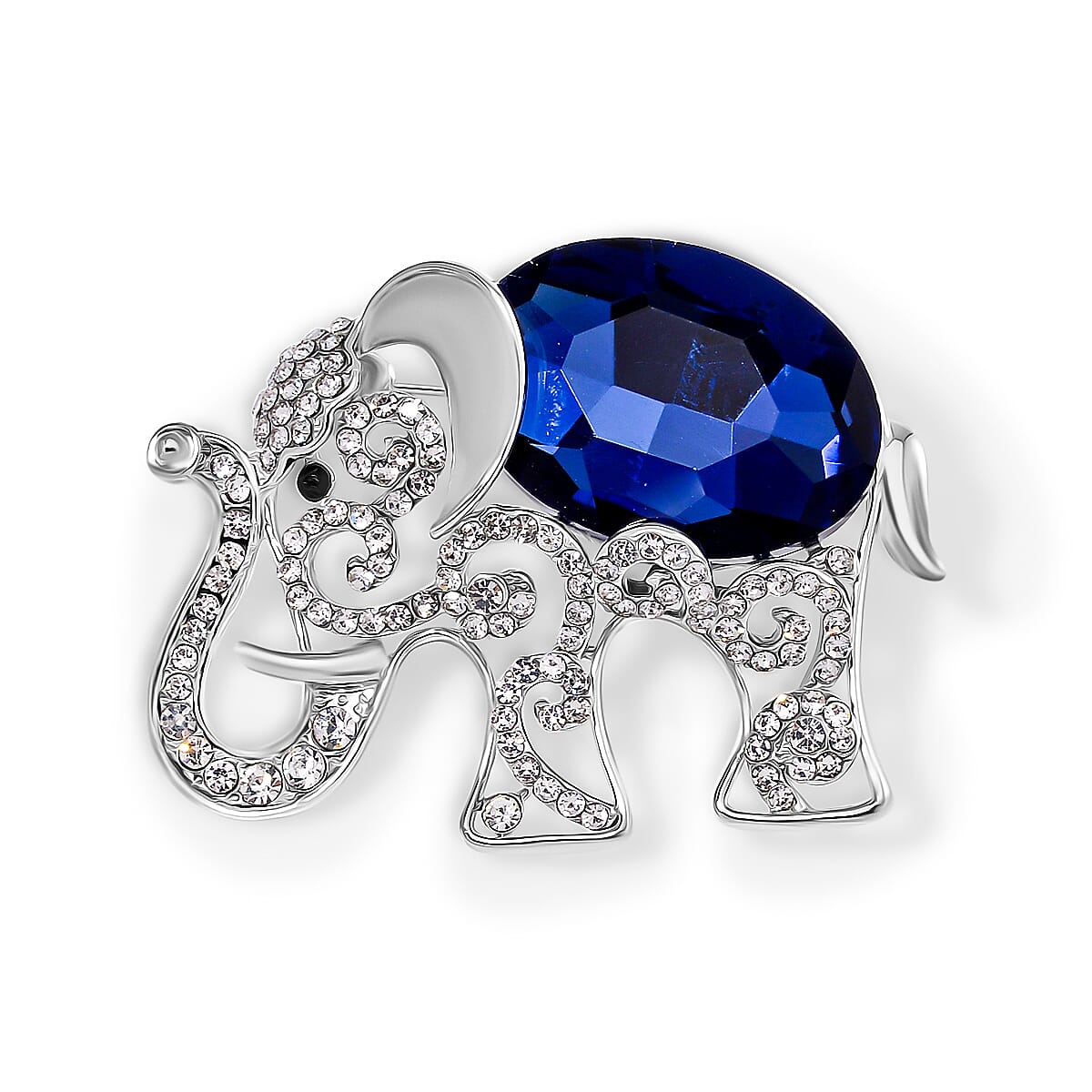 Multi Colour Crystal Elephant Brooch
