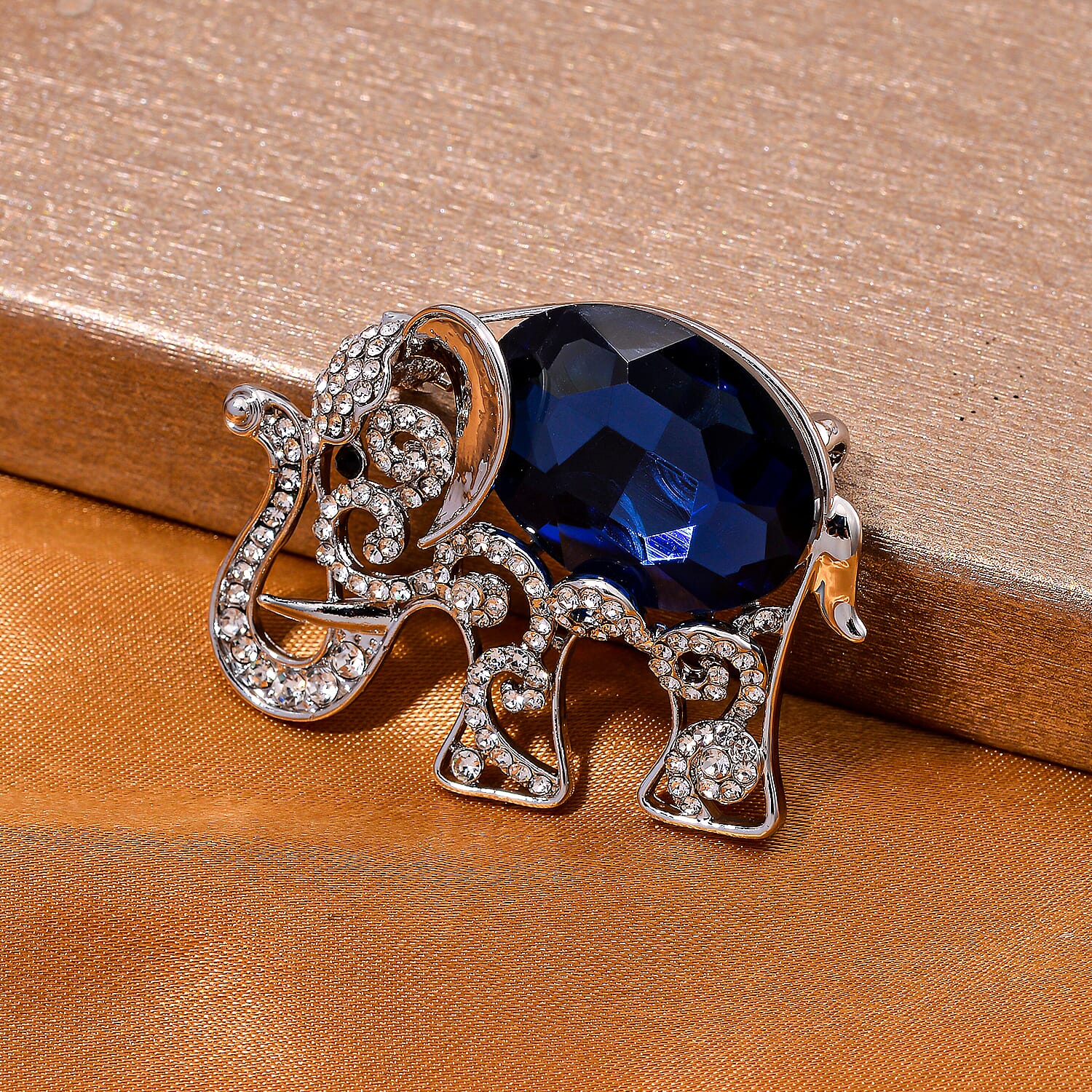 Multi Colour Crystal Elephant Brooch