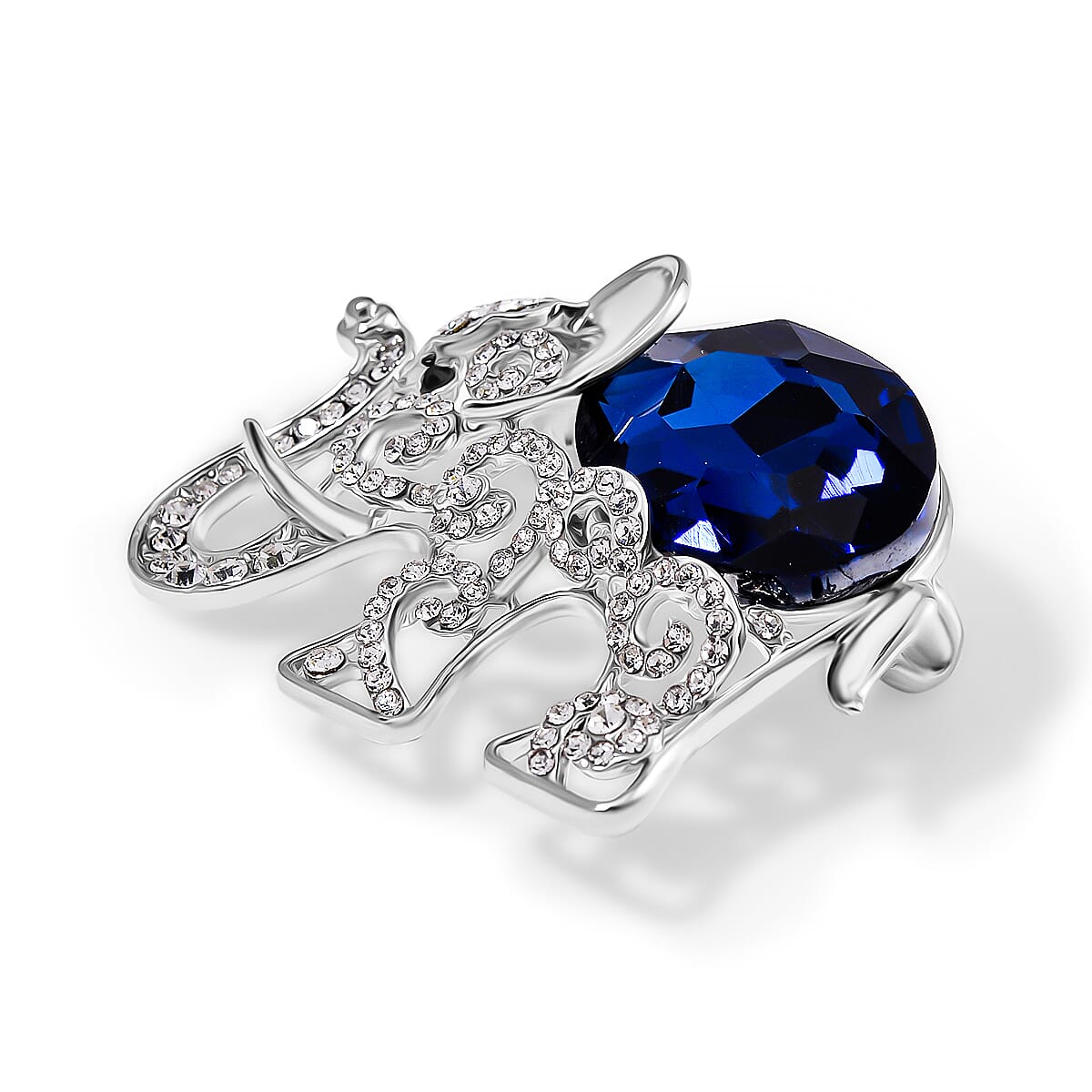 Multi Colour Crystal Elephant Brooch