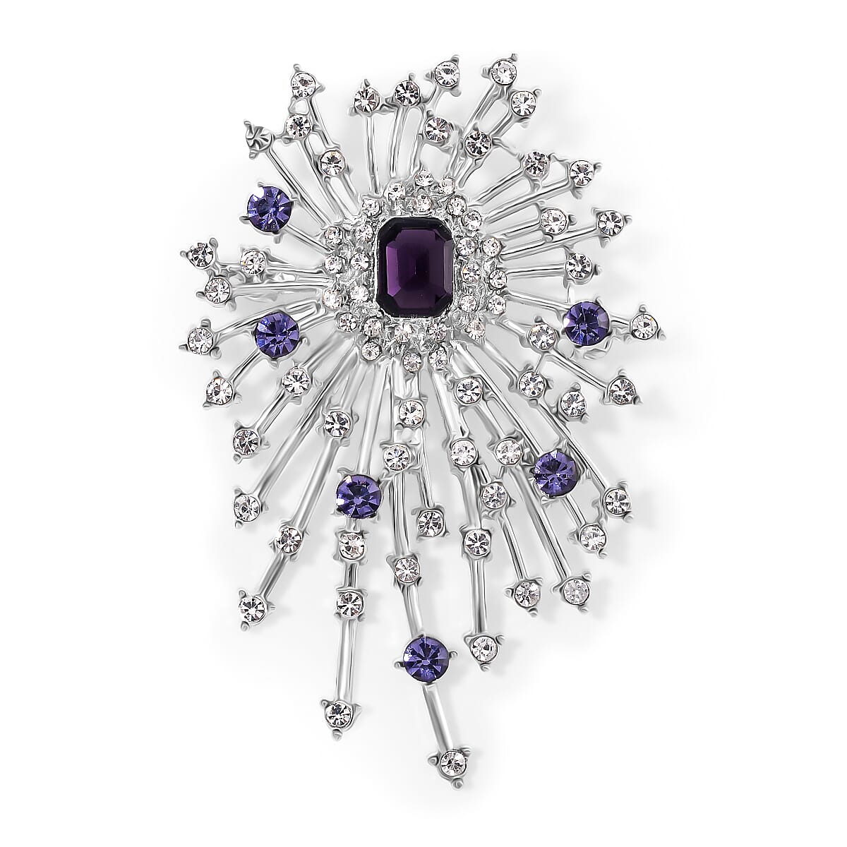 White Crystal ,Purple Crystal  Brooch