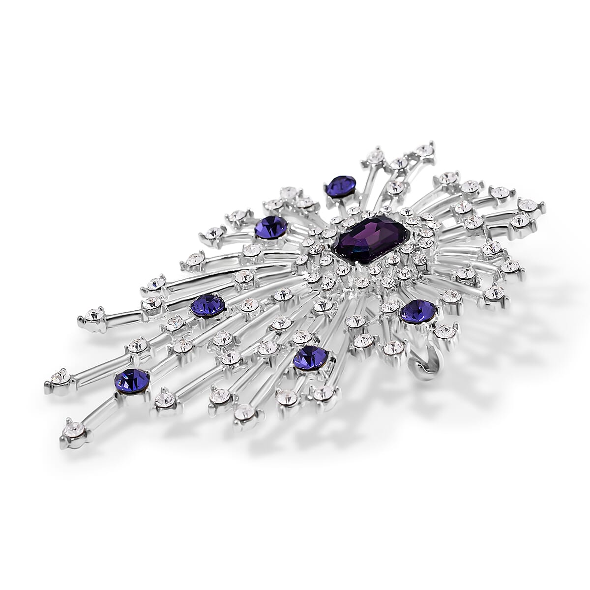 White Crystal ,Purple Crystal  Brooch