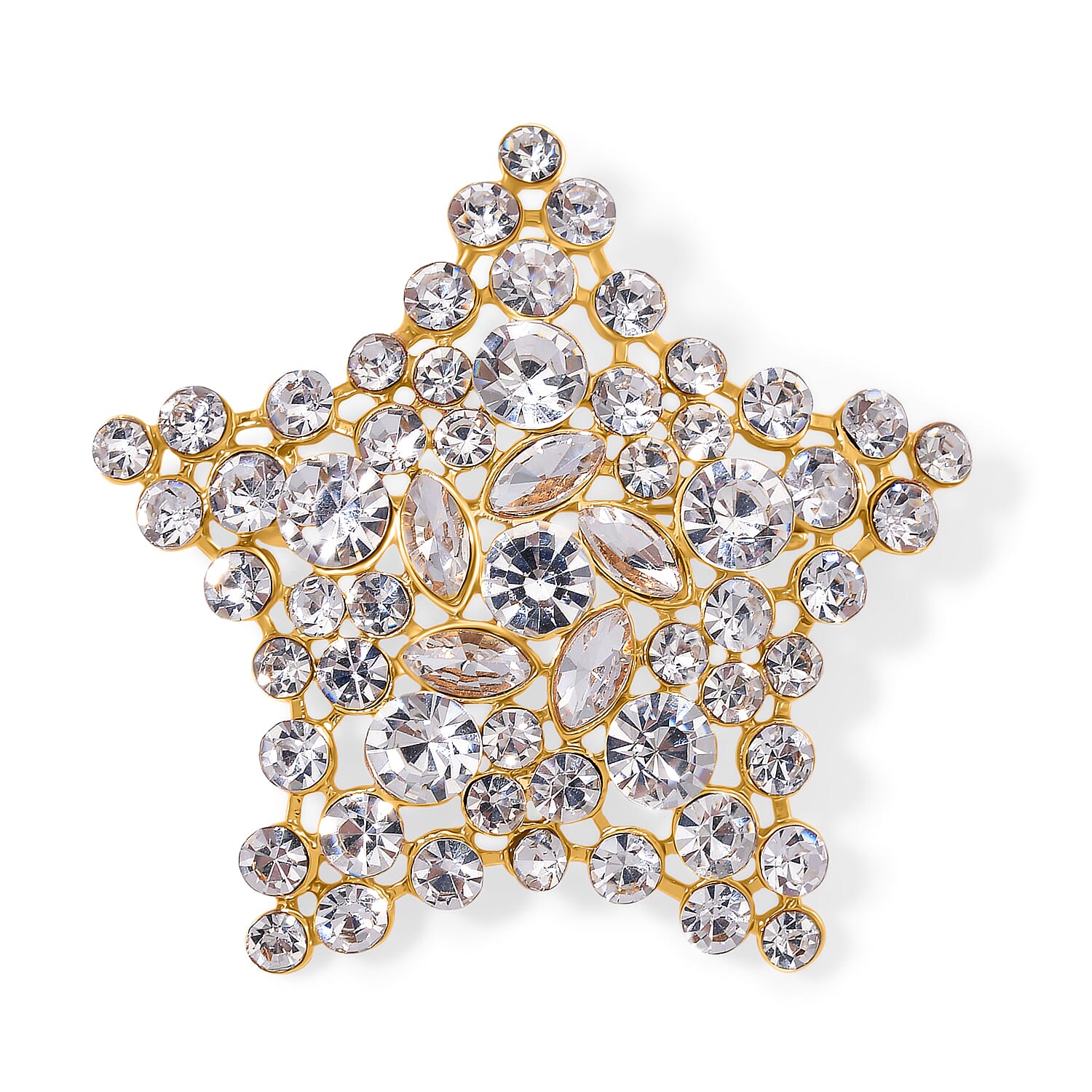 White Crystal Star Brooch