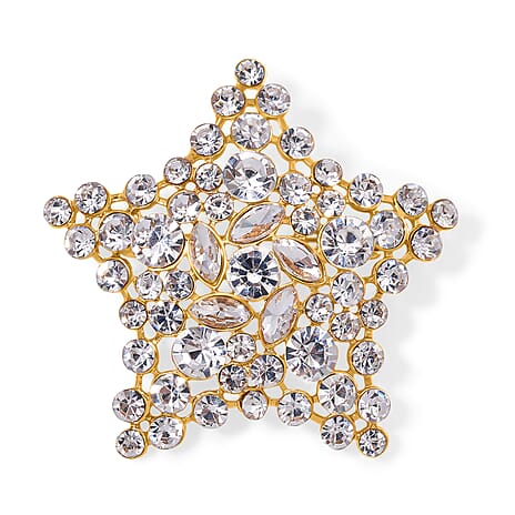 White Crystal Star Brooch