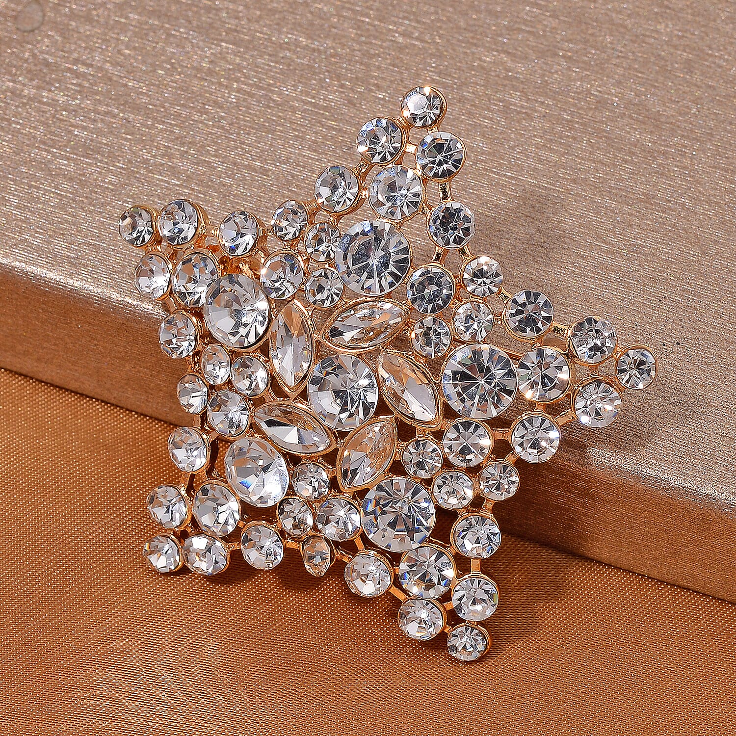 White Crystal Star Brooch