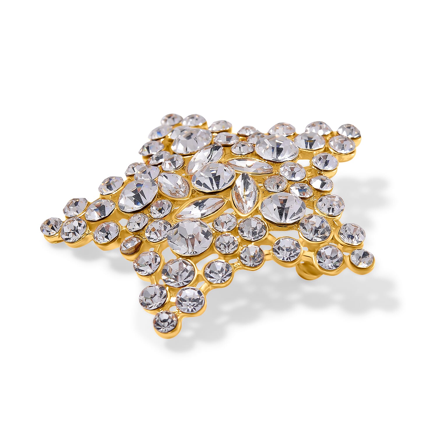 White Crystal Star Brooch