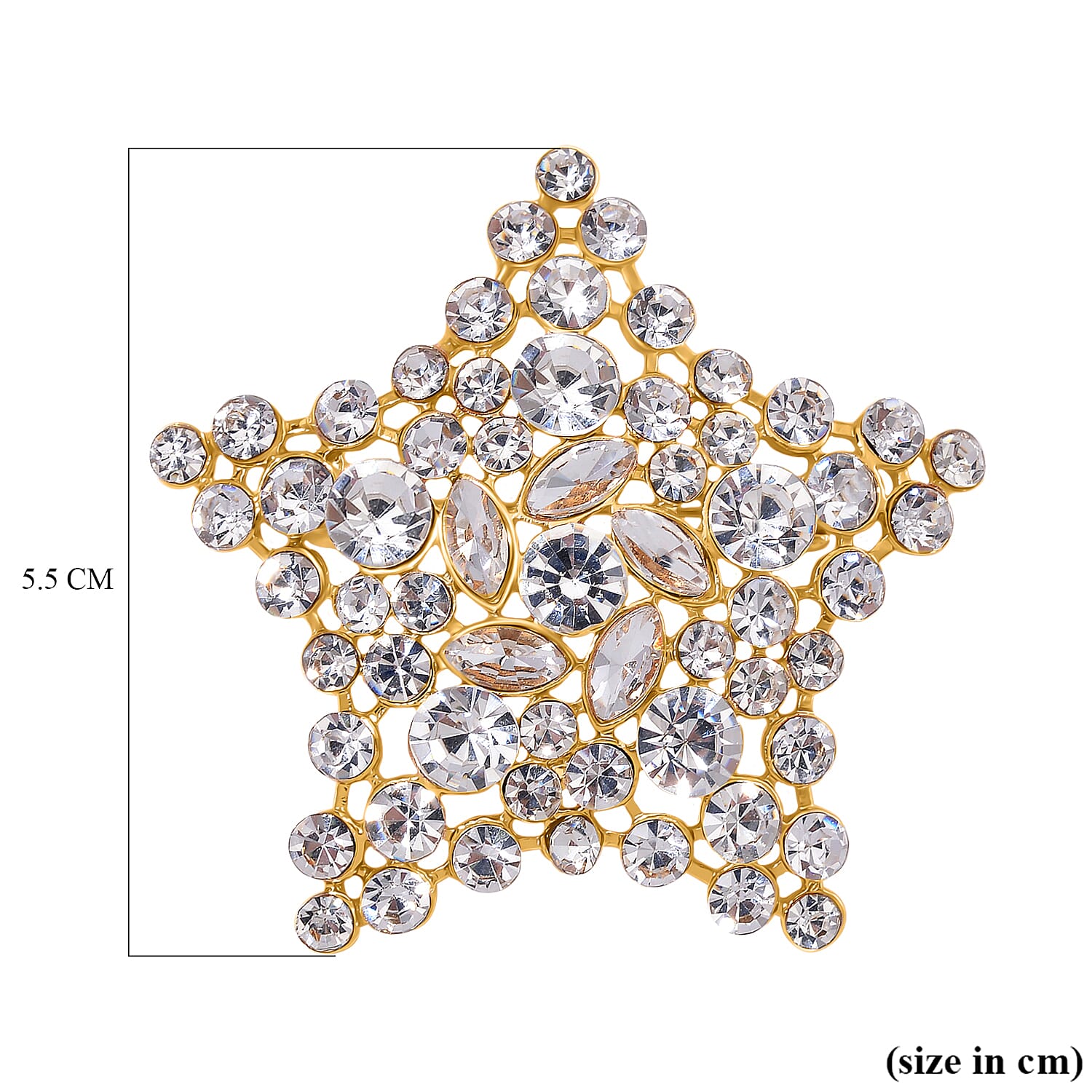 White Crystal Star Brooch