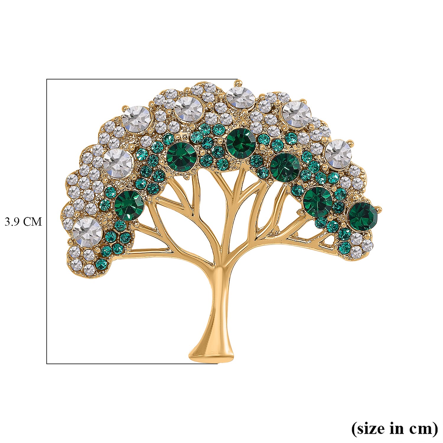 White & Green Crystal Tree Brooch