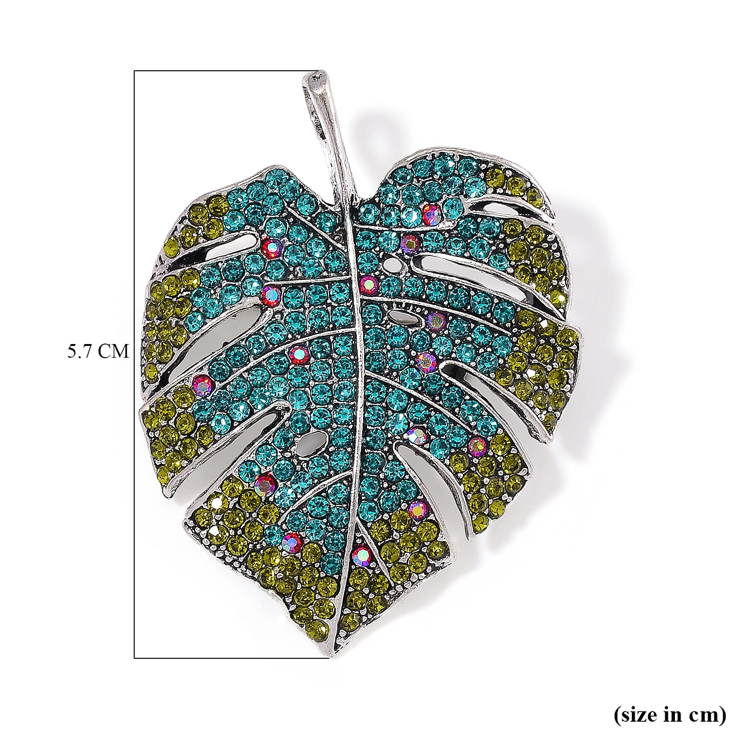 Multi Color Leaf Crystal Brooch