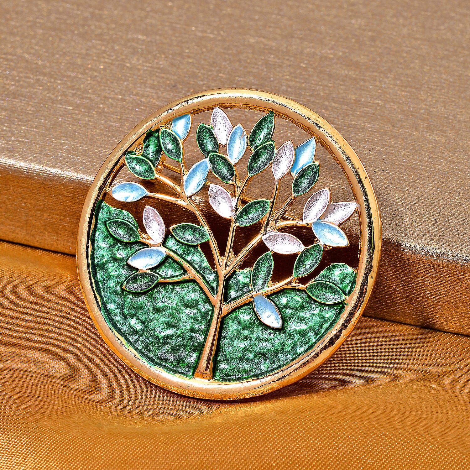 Tree Brooch in Gold Tone