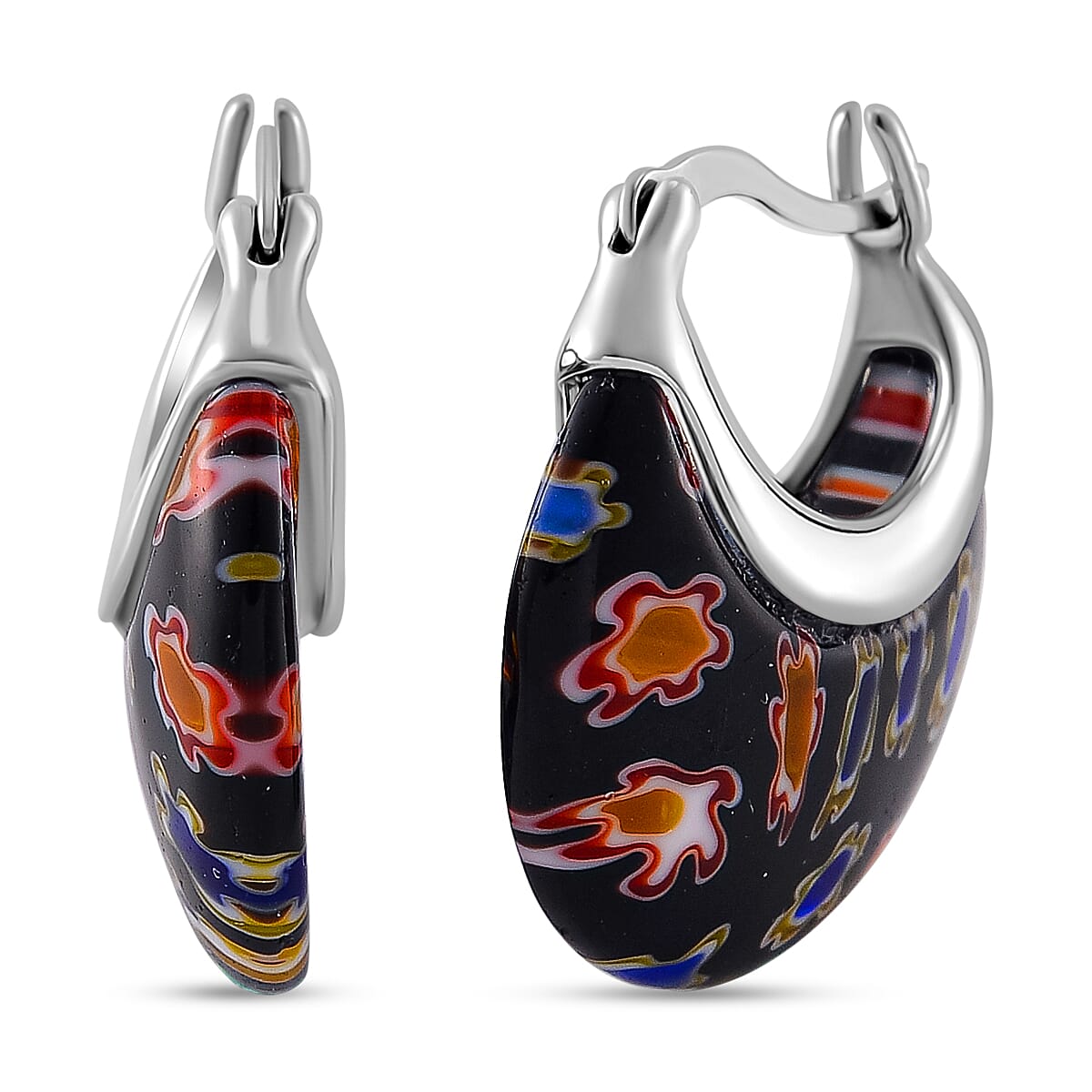 Black Colour Murano Style Glass Earrings