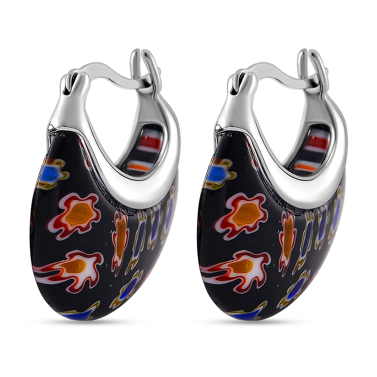 Black Colour Murano Style Glass Earrings