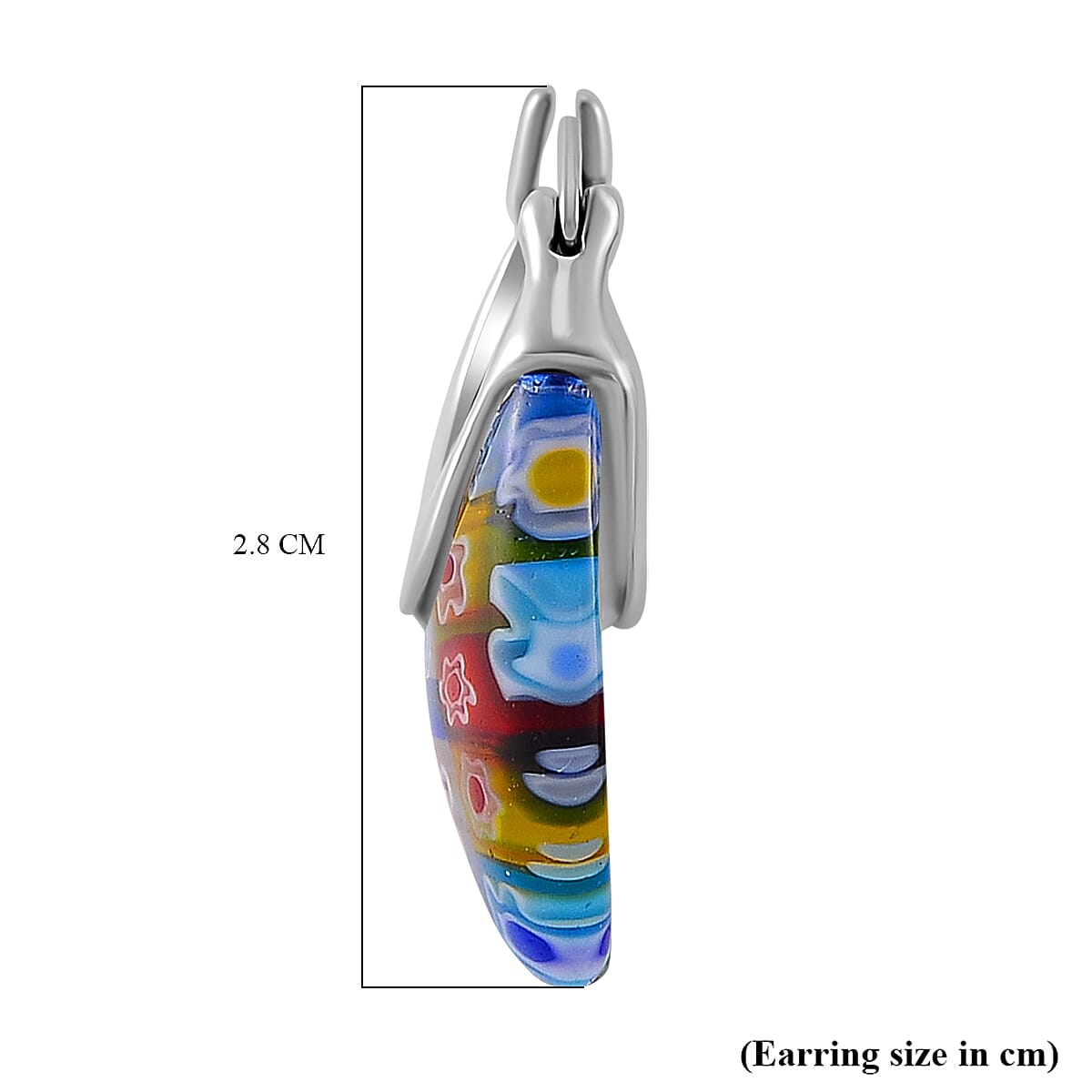 Multi Color Murano Glass Earring Pure White Stainless Steel 0.01 ct 0.010 Ct. Multi Color Murano Glass Earring Pure White Stainless Steel 0.01 ct 0.010 Ct.