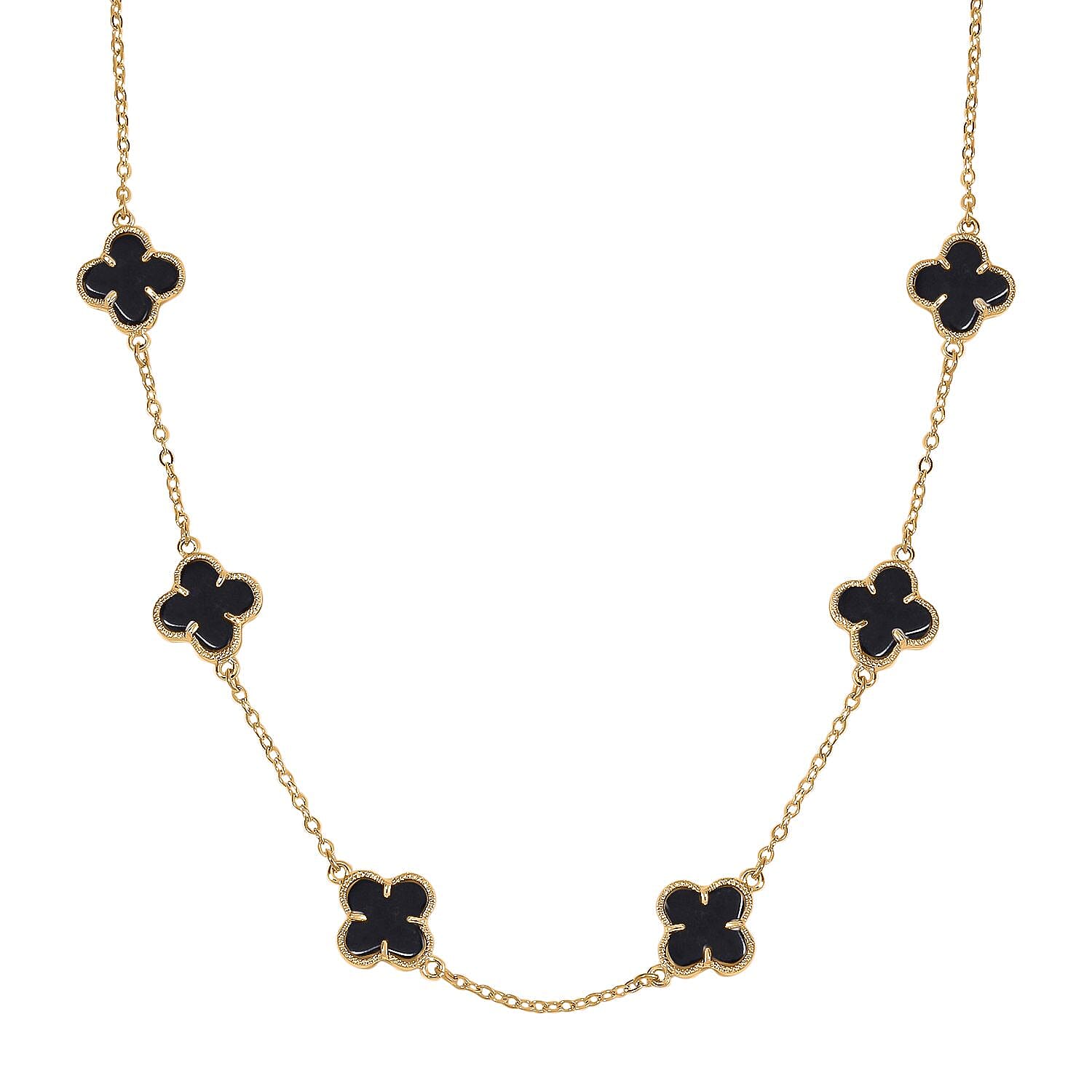 Designer Inspired Closeout - Black Agate Necklace ( Size 20) with Extender