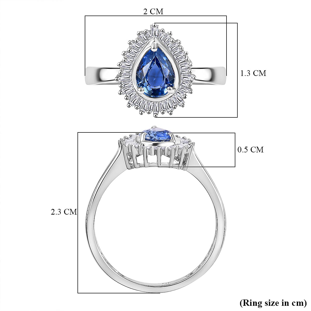 9K White Gold Ceylon Sapphire & White Diamond Ring 1.03 Ct