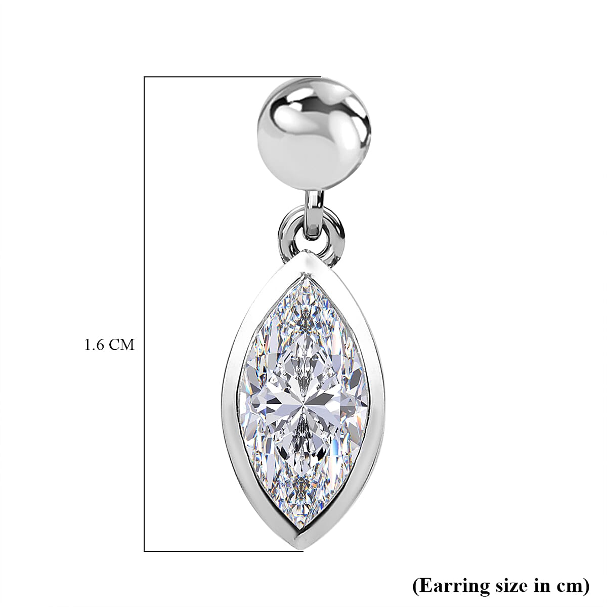 J Francis - Swarovski Zirconia Dangling Earring With Push Back in Rhodium Overlay Sterling Silver 1.65 Ct.