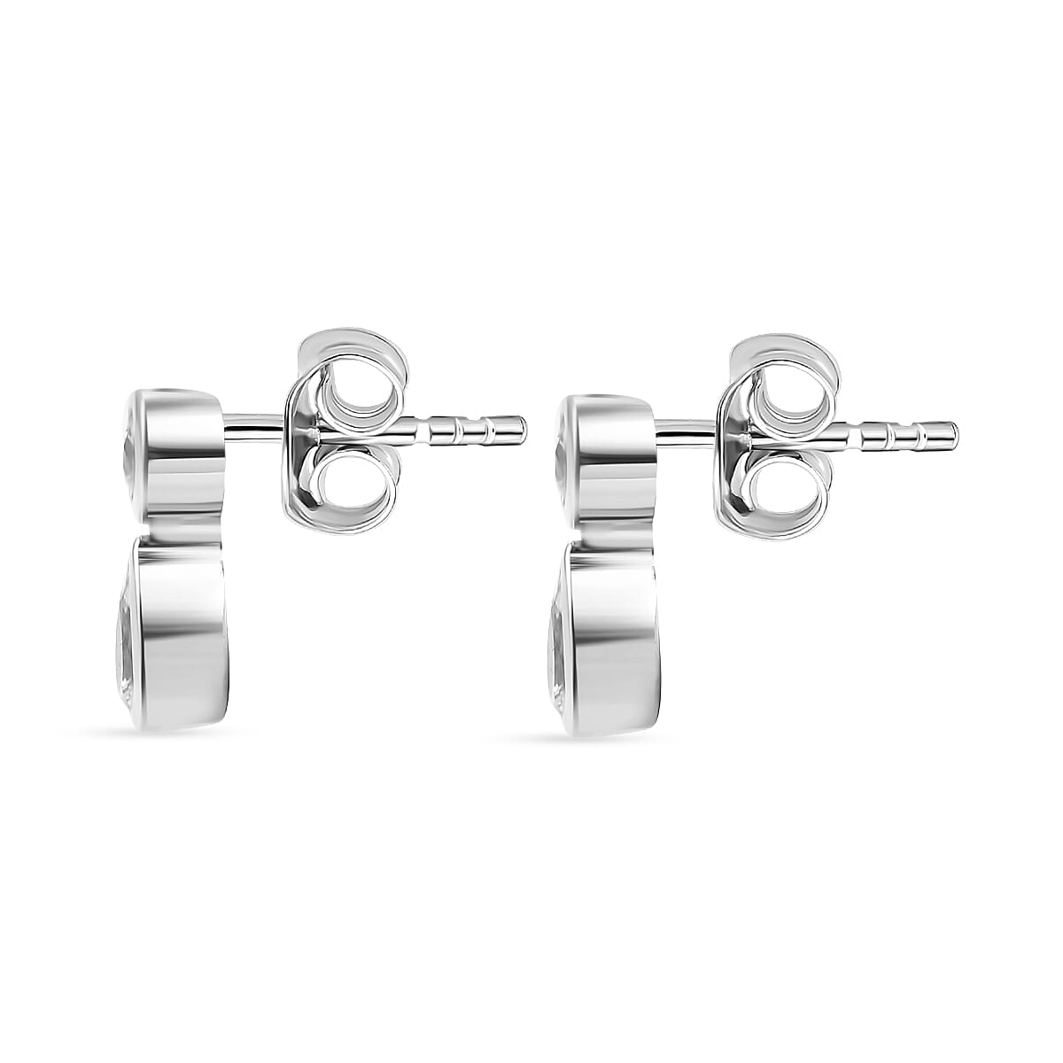 J Francis - Swarovski Zirconia Earring With Push Back in Rhodium Overlay Sterling Silver