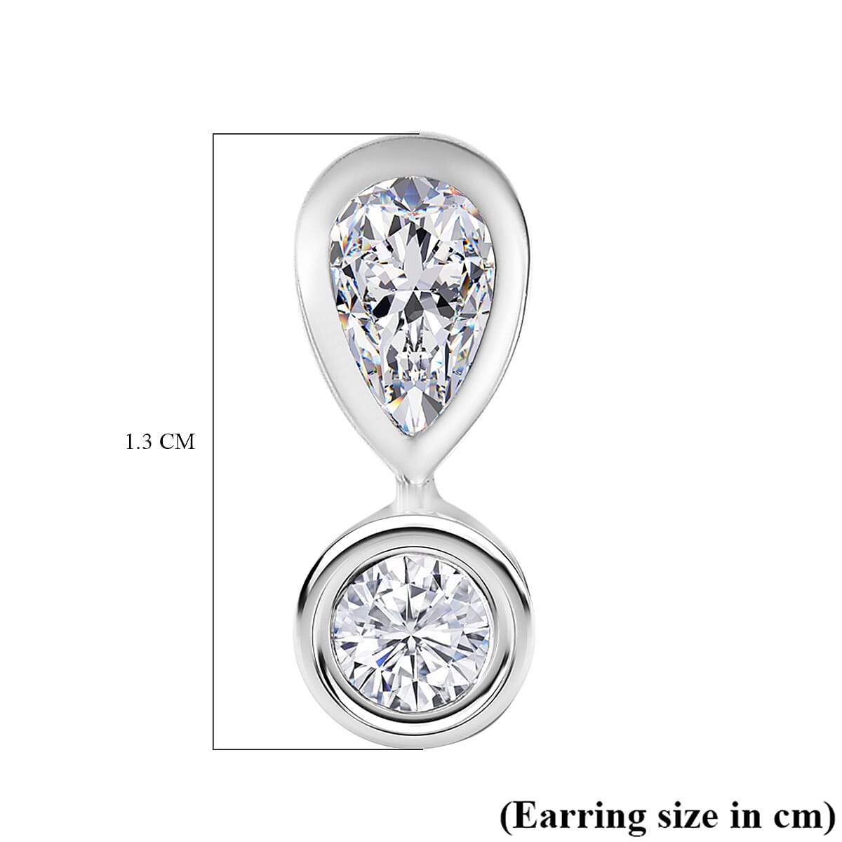 J Francis - Swarovski Zirconia Earring With Push Back in Rhodium Overlay Sterling Silver