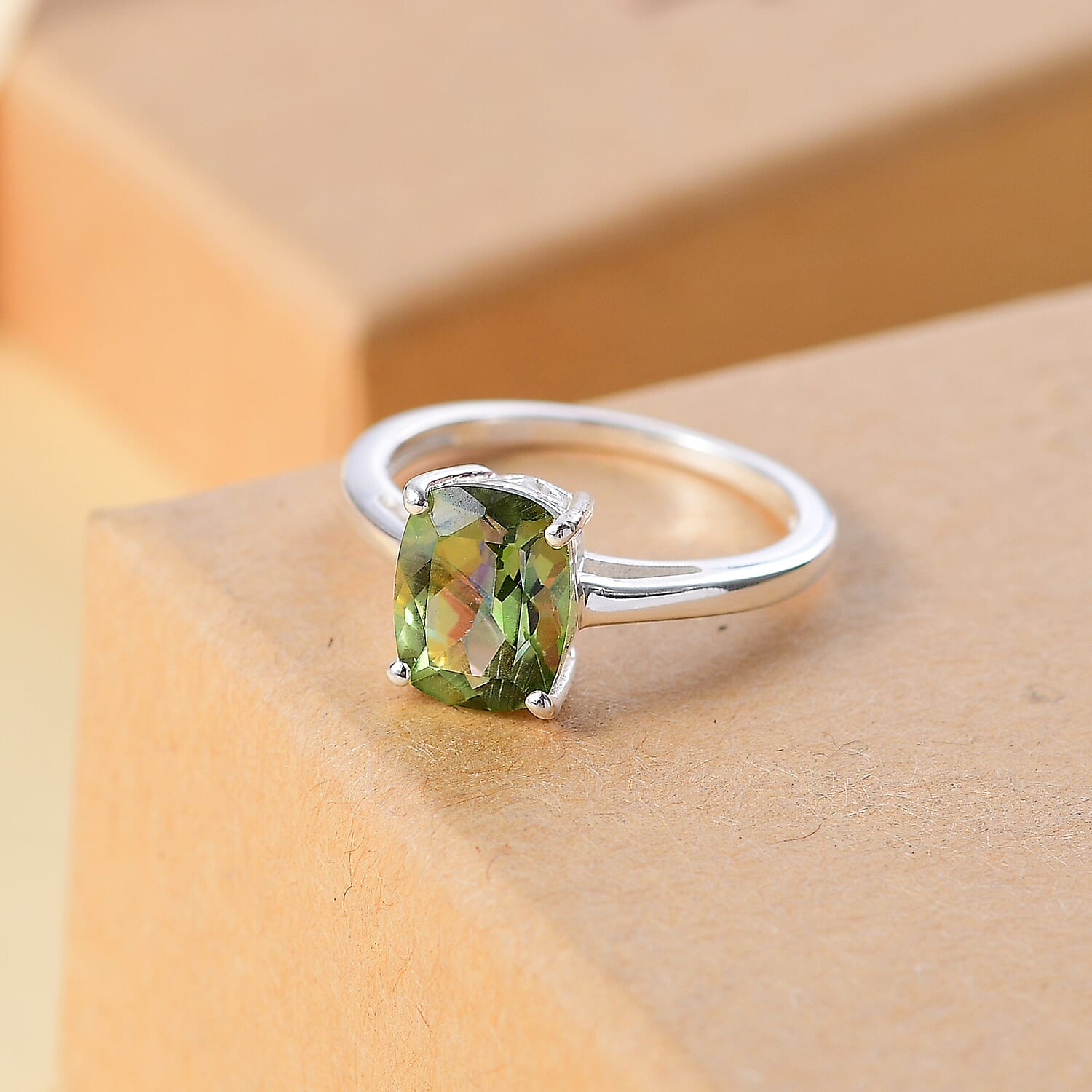 Enami Mystic Quartz Ring Sterling Silver 1.79 Ct.