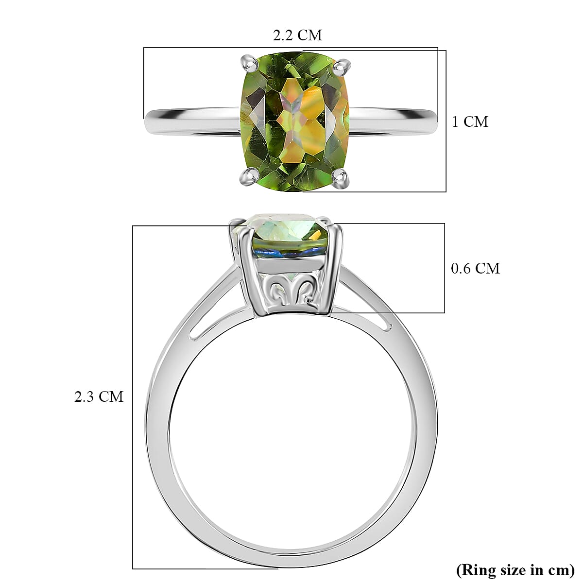 Enami Mystic Quartz Ring Sterling Silver 1.79 Ct.