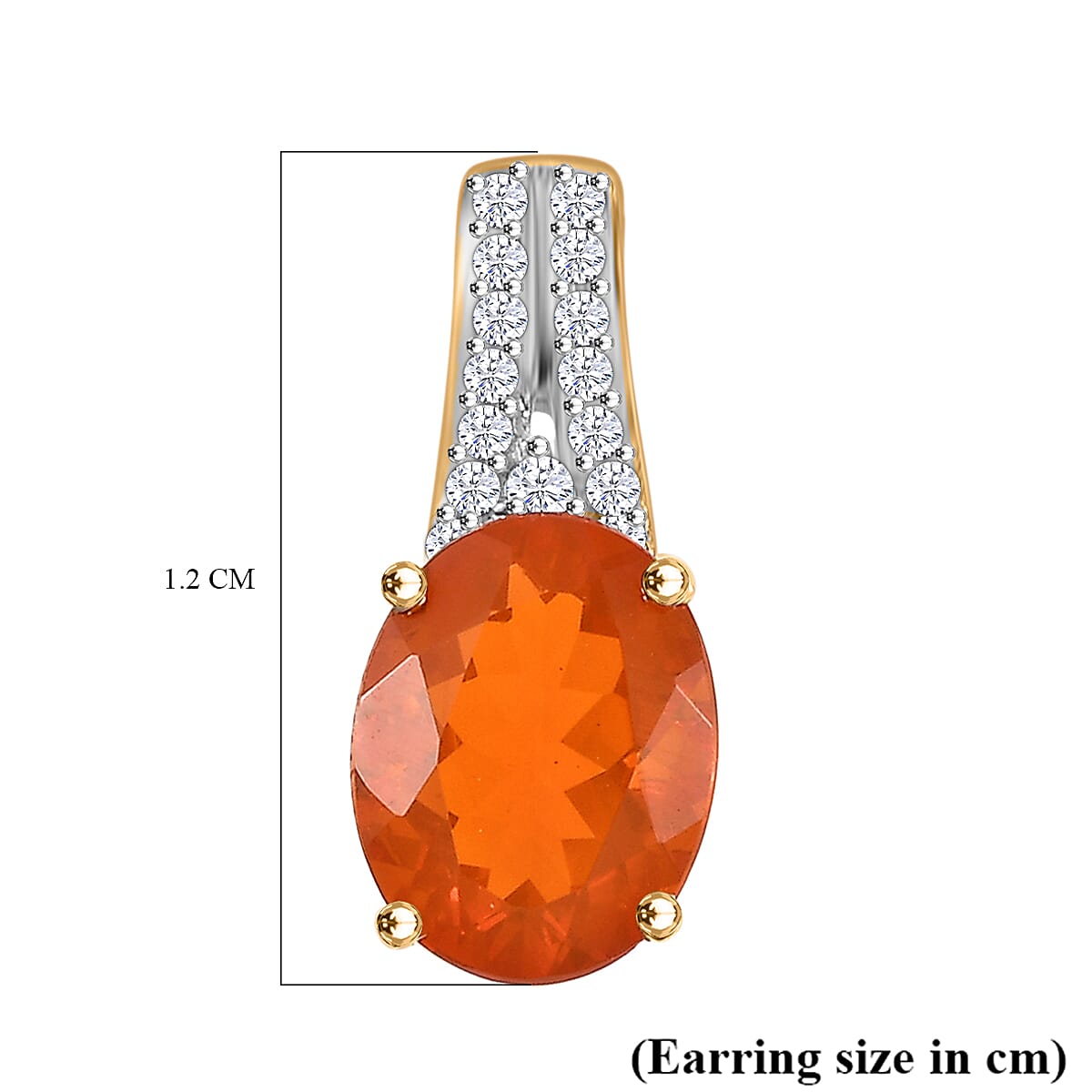 9K Yellow Gold AAA Salamanca Cherry Fire Opal & Moissanite Push Back Earring 2.71 Ct