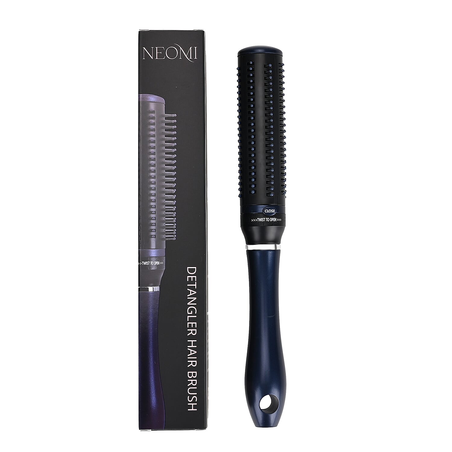 Neomi - Retractable Detangle Hair Brush for Curly Hair, Straight Hair & Wet Hair, Soft Bristle for Long, Thick & Curly Hair | Easy Clean Travel Brush - Navy