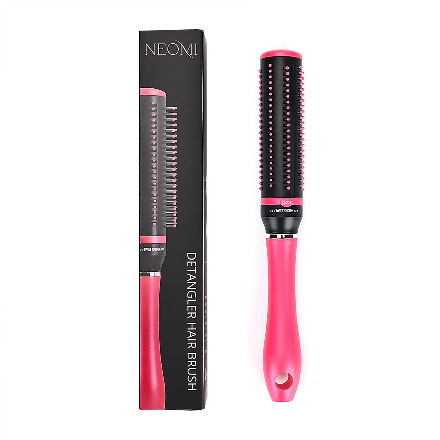 Neomi - Retractable Detangle Hair Brush for Curly Hair, Straight Hair & Wet Hair, Soft Bristle for Long, Thick & Curly Hair | Easy Clean Travel Brush - Pink
