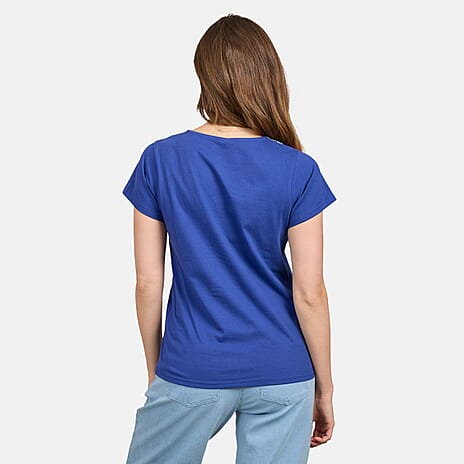 Mudflower 100% Cotton Notched T-Shirt (Size 12) - Navy