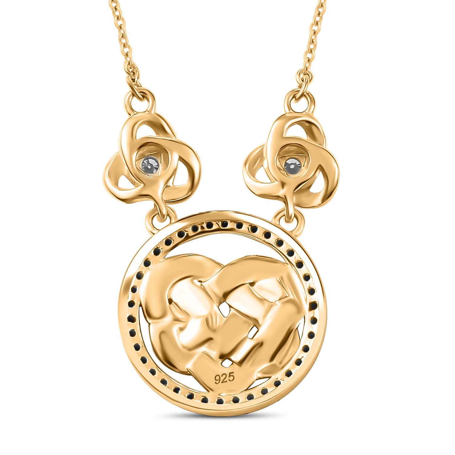 Moissanite & Black Spinel Necklace (Size - 20) in 18K Vermeil Yellow Gold Plated Sterling Silver 0.54 Ct.