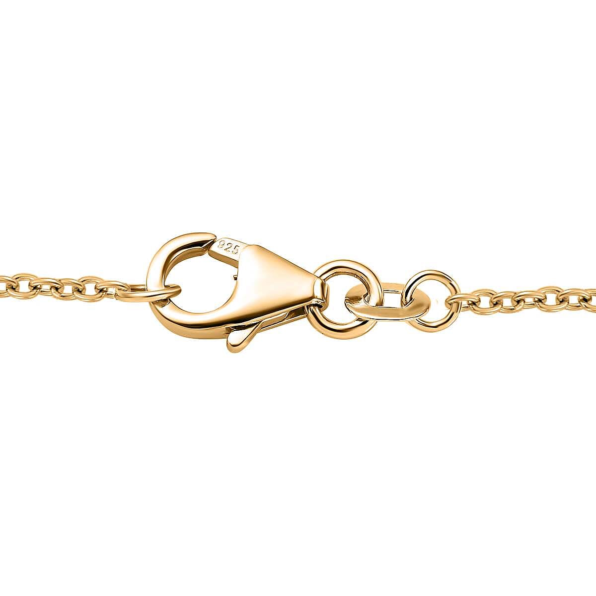 Moissanite & Black Spinel Necklace (Size - 20) in 18K Vermeil Yellow Gold Plated Sterling Silver 0.54 Ct.