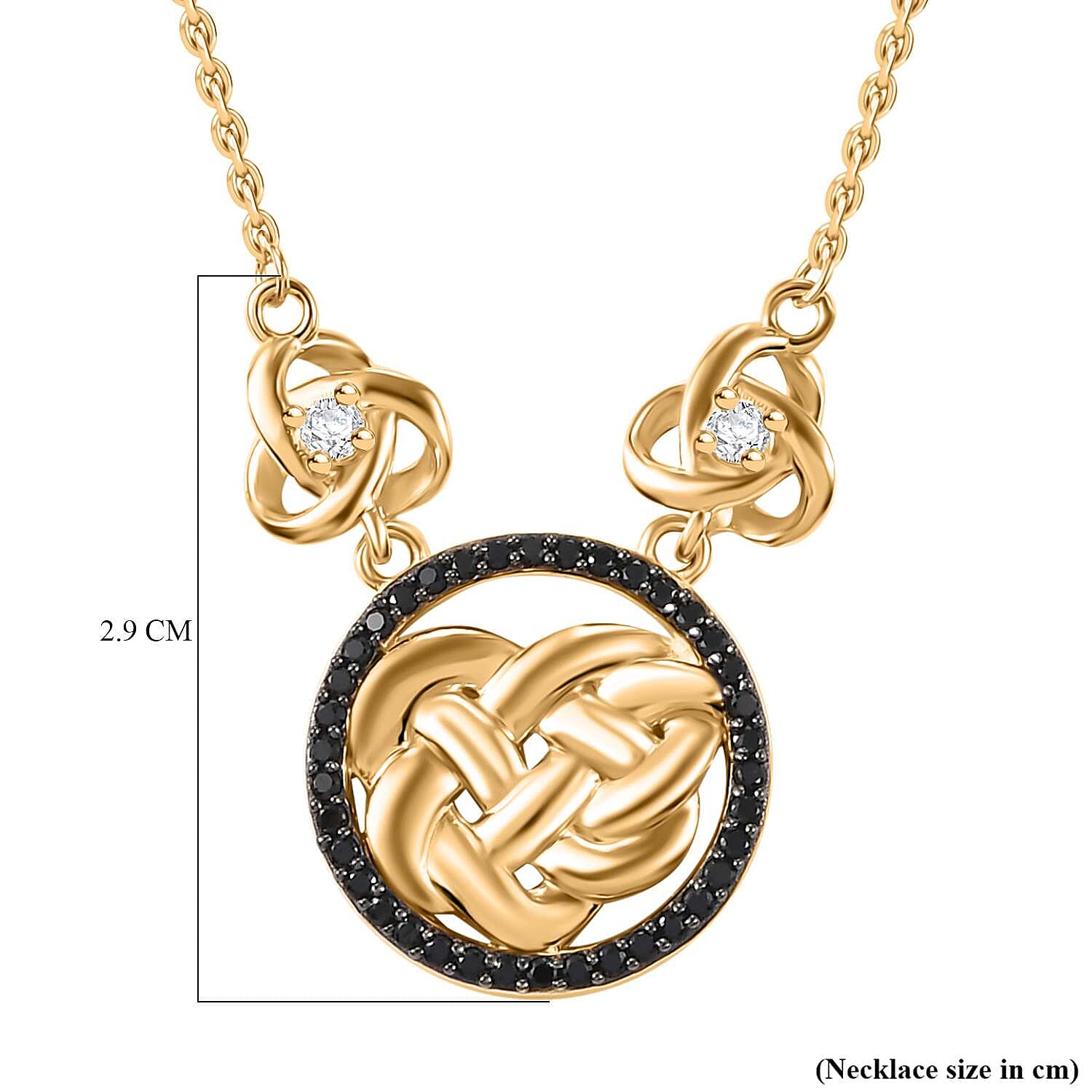 Moissanite & Black Spinel Necklace (Size - 20) in 18K Vermeil Yellow Gold Plated Sterling Silver 0.54 Ct.