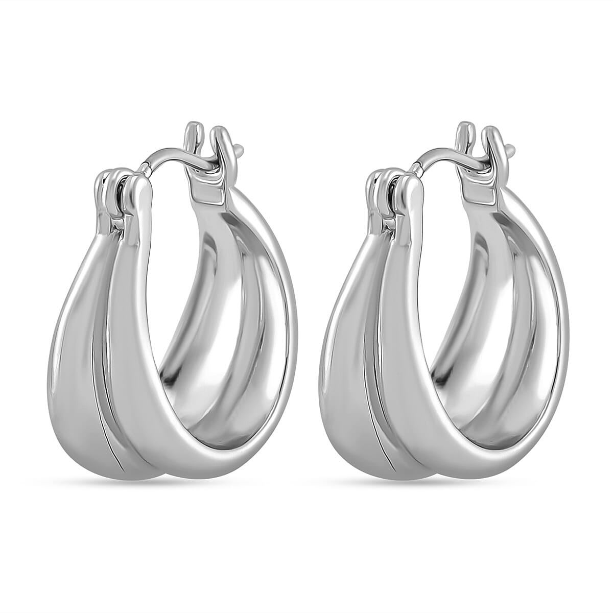 Designer Closeout - Fancy Hoop Earrings - Silver Colour