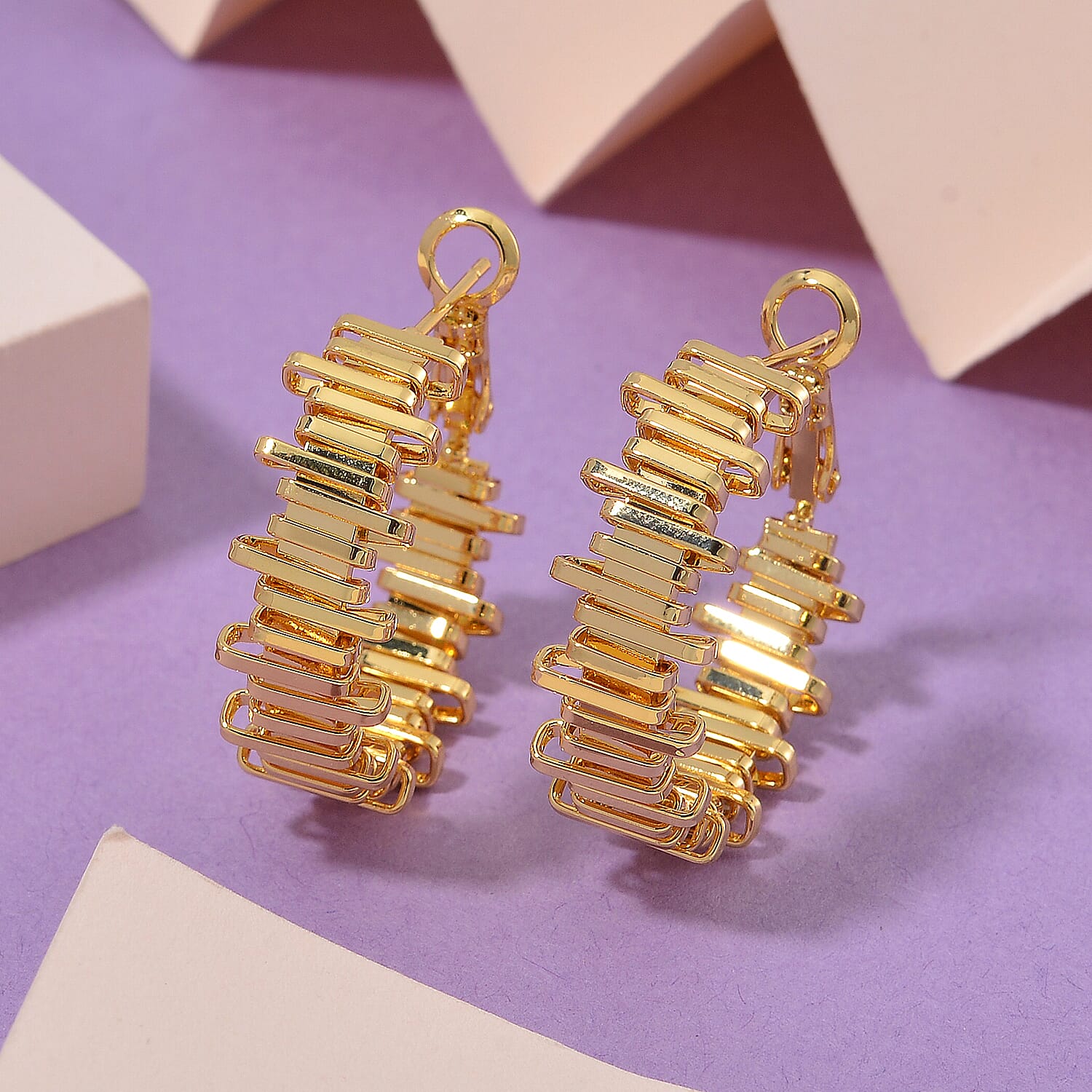Designer Inspired - Stacker Hoop Earrings - Yellow