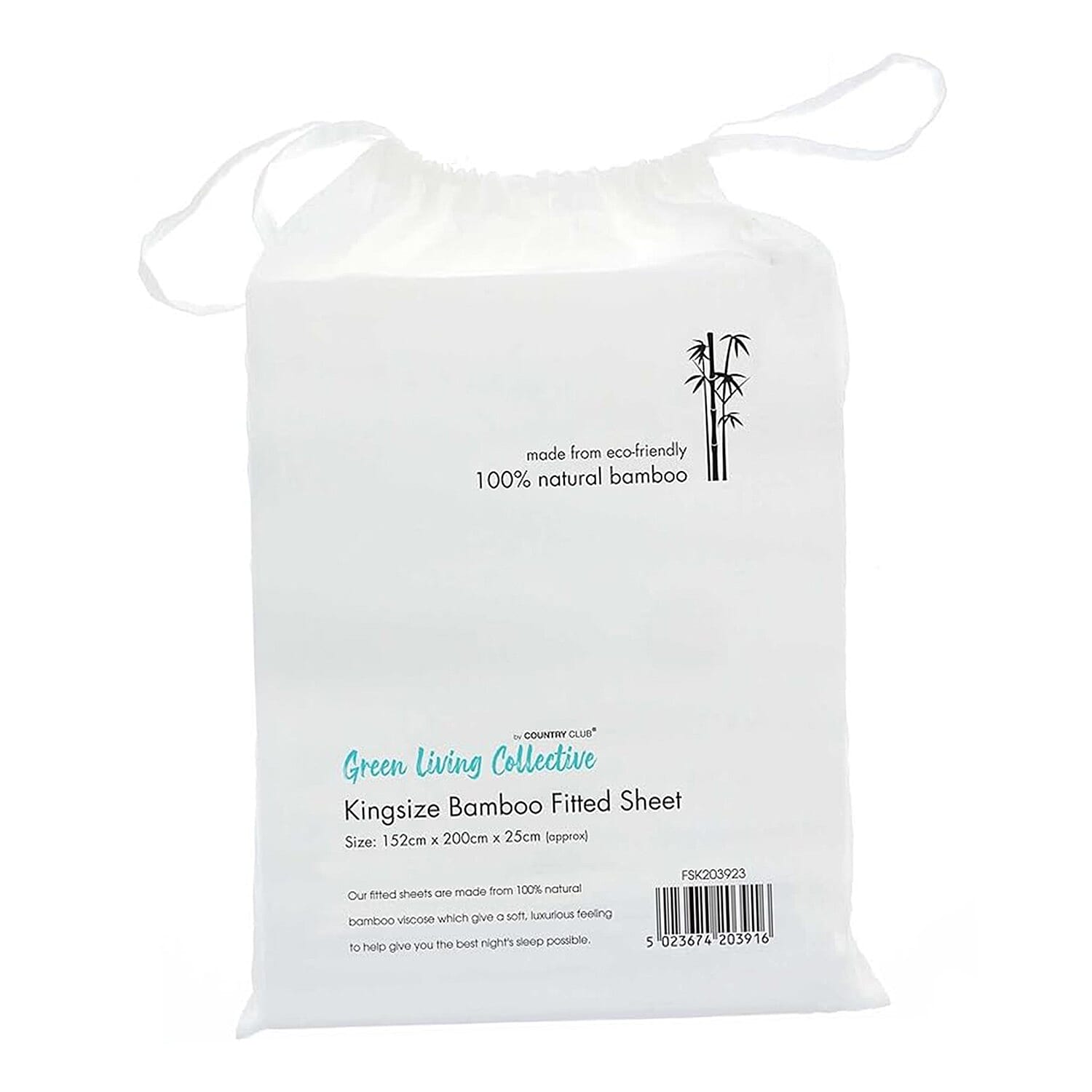 Bamboo Plain Fitted Sheet White - King