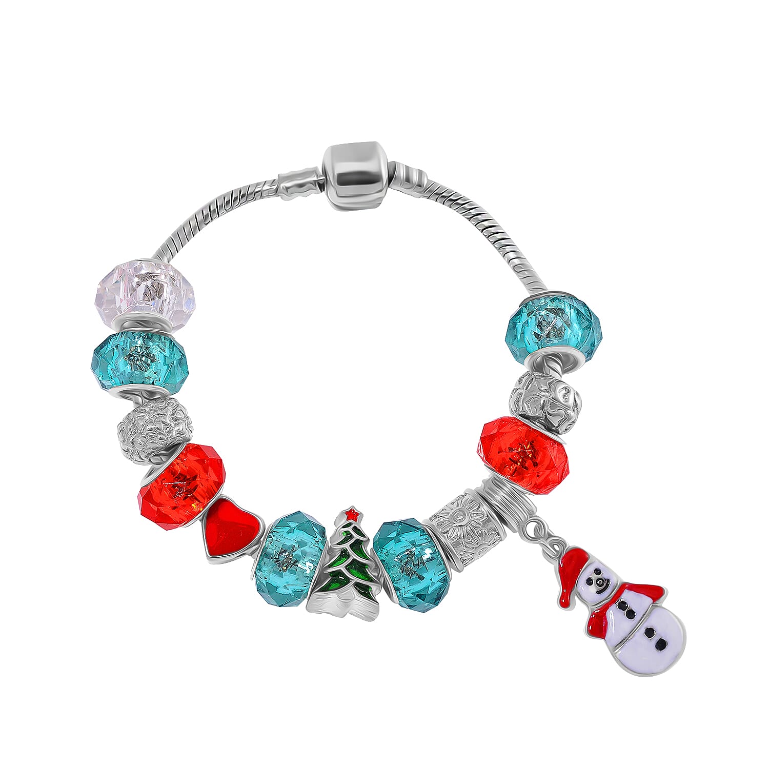 Multi Color Crystal Charm Bracelet (Size - 7.5)