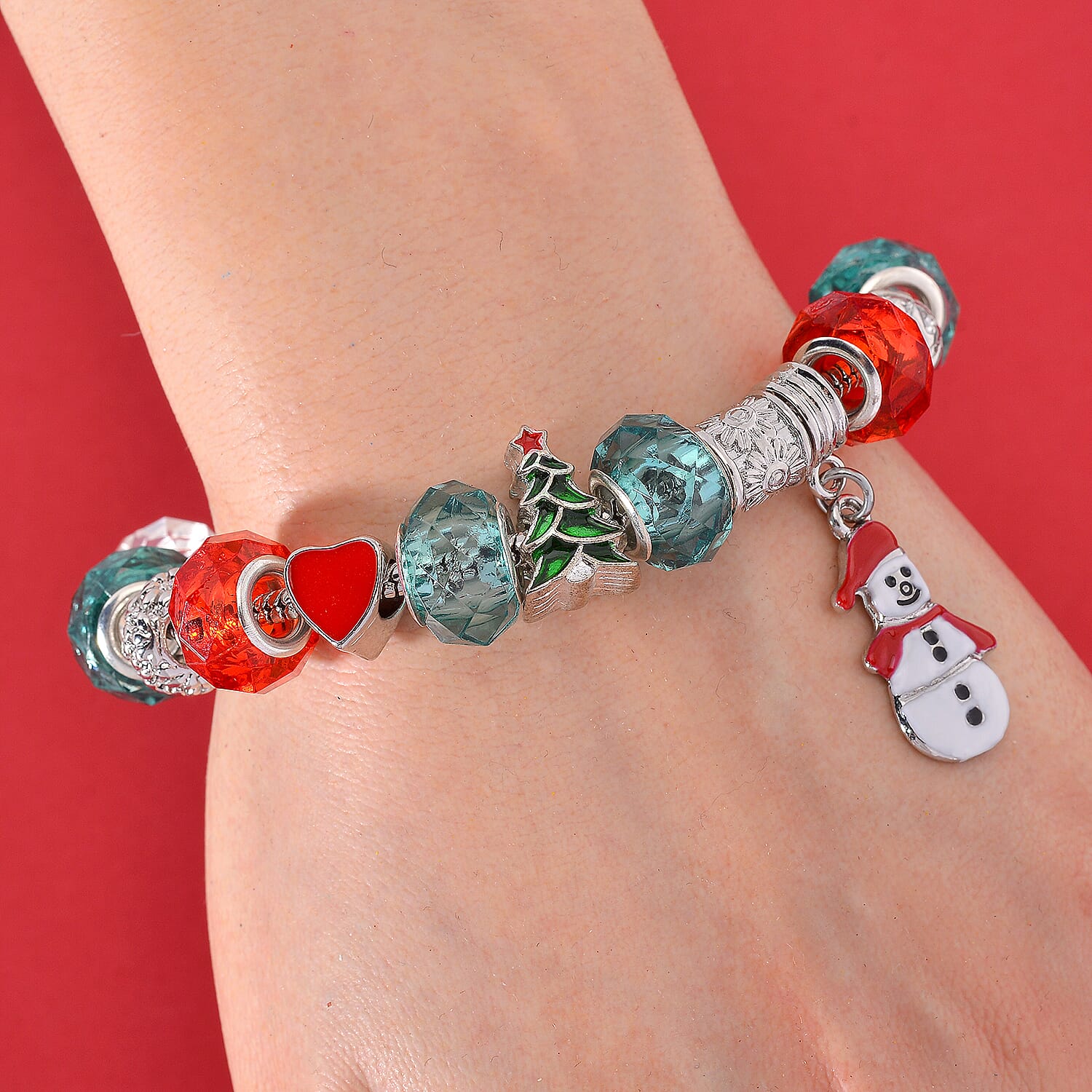 Multi Color Crystal Charm Bracelet (Size - 7.5)