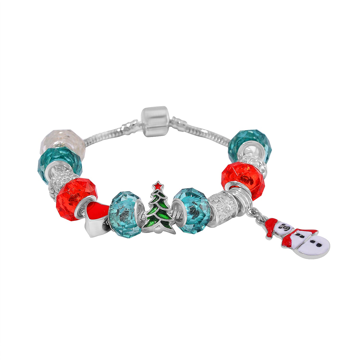 Multi Color Crystal Charm Bracelet (Size - 7.5)