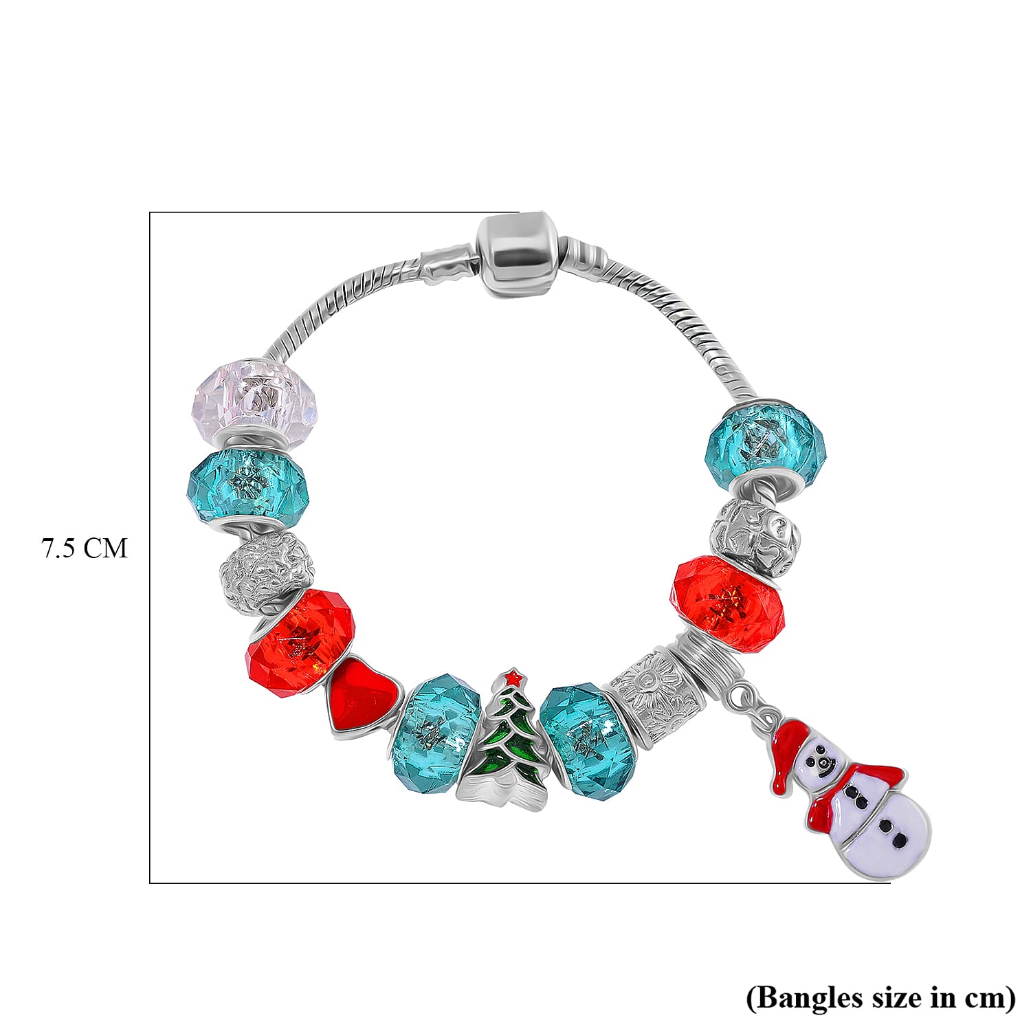 Multi Color Crystal Charm Bracelet (Size - 7.5)
