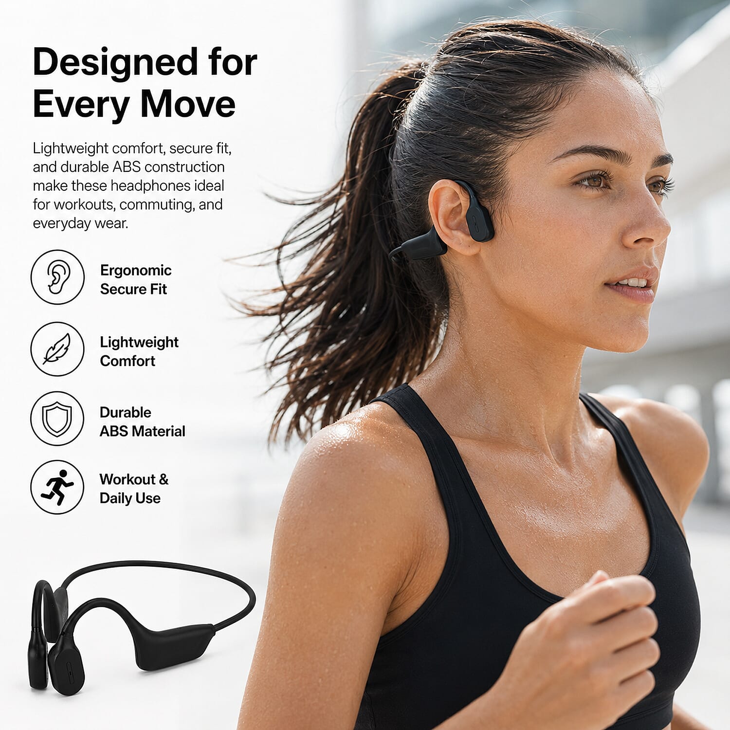 On-Ear and Over-Ear Headphone (Size 15x5 cm) - Black