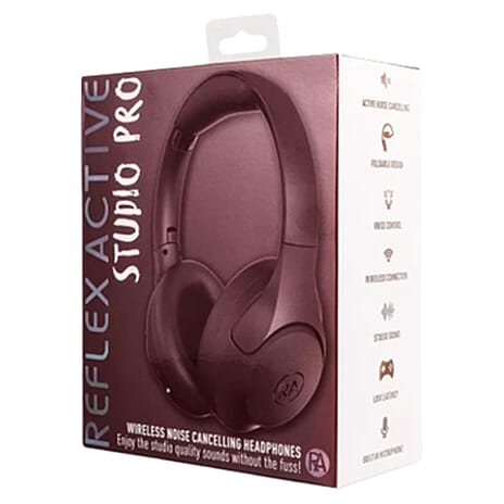 Reflex Audio Bluetooth Noise Cancelling Pro Headphone Foldable with Case - Burgundy