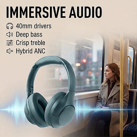 Reflex Audio Bluetooth Noise Cancelling Pro Headphone Foldable with Case - Teal