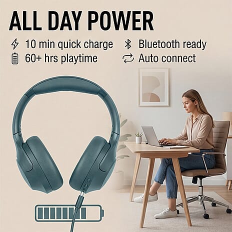 Reflex Audio Bluetooth Noise Cancelling Pro Headphone Foldable with Case - Teal