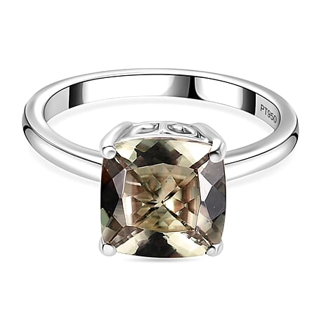 RHAPSODY 950 Platinum AAAA Turkizite Solitaire Ring 3.87 Ct, Platinum Wt. 5.25 Gms.