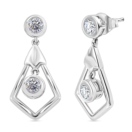 J Francis - Swarovski Zirconia Earring With Push Back in Rhodium Overlay Sterling Silver 2.40 Ct.